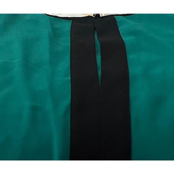 BCX 3/4 SLV PULL-OVER, RND NECKLINE SEMI-SHEER BLOUSE, WOMENS-L-GREEN/BLACK TRIM - Picture 9 of 12